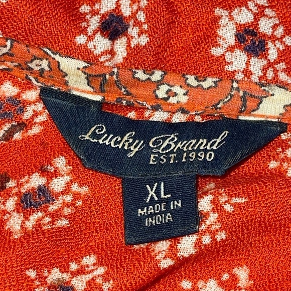 Lucky Brand Women's Blouse Size XL Red/Black/Blue/Cream Pullover Long Sleeve - Picture 7 of 9